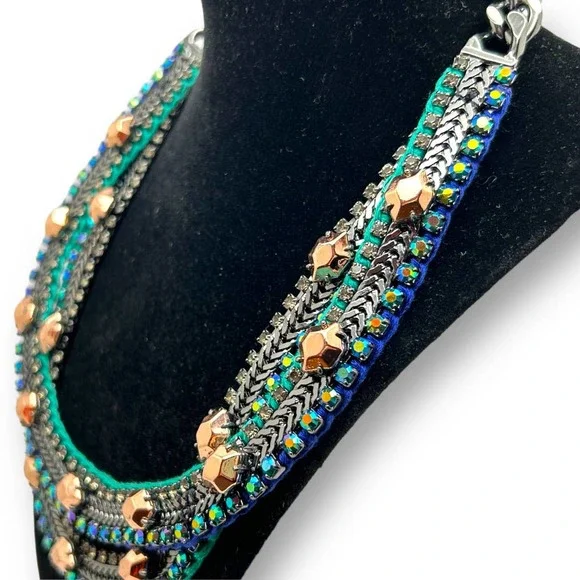 Stella & Dot Retired Rose Gold + Hematite Mercury Statement Necklace RARE NWOT - Picture 4 of 11